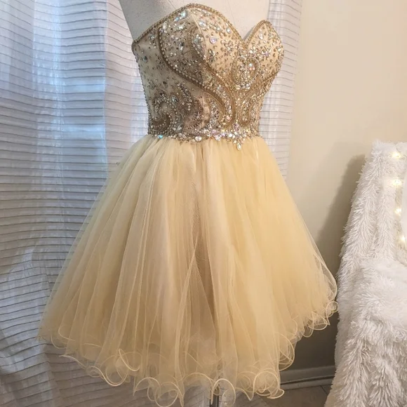 Juliet | Dresses | Juilet Beaded Strapless Short Tulle Ballerina Style  Formal Dress Short | Poshmark